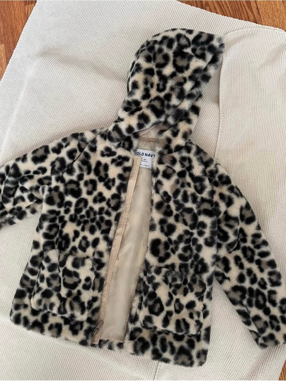 Old Navy Faux Fur Leopard Hooded Jacket - girls